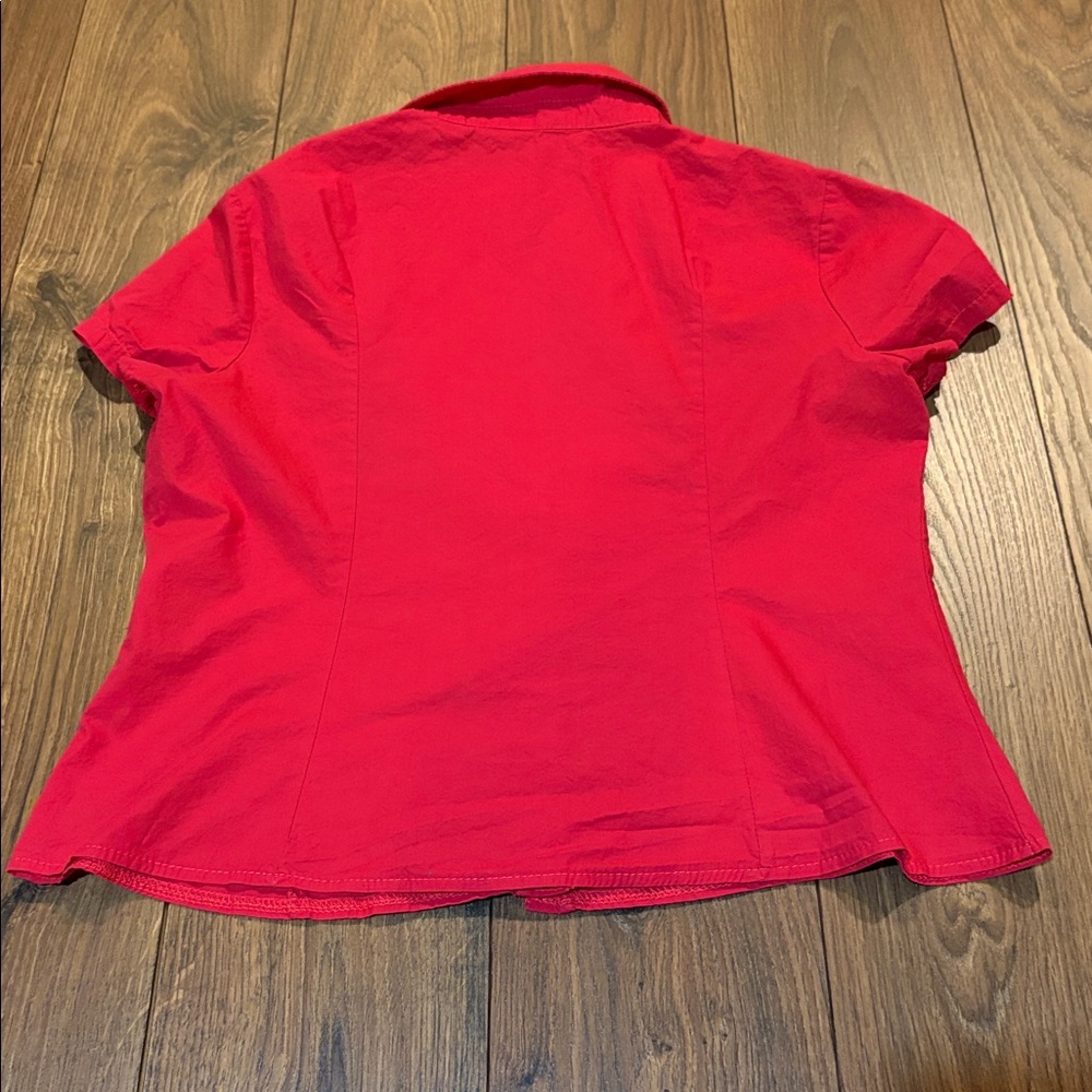 Red Button-Up Women's Top - Picture 8 of 8